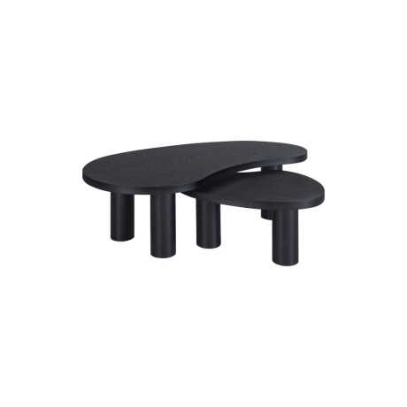 WAVE Coffee Table Set (2 pcs) in Black Veneer – Curved Design