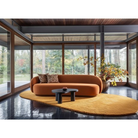 Βοηθητικό Τραπεζάκι WAVE σε Σαλόνι - Minimal Design με Πορτοκαλί Καναπέ