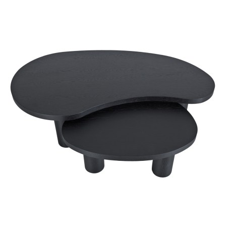 WAVE Set: Large and Small Coffee Table in Black Veneer
